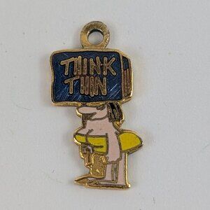 Vintage Aviva Enamel Think Thin Novelty Charm